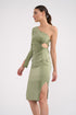 One Shoulder Midi Dress With Waist Decollete
